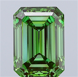 Picture of Lab Grown Diamond 5.10 Carats, Emerald with  Cut, Fancy Vivid Green Color, VS1 Clarity and Certified by IGI