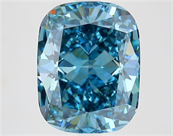 Picture of Lab Grown Diamond 4.32 Carats, CUSHION MODIFIED with  Cut, Fancy Vivid Blue Color, VS1 Clarity and Certified by IGI