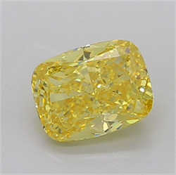 Picture of Lab Grown Diamond 4.26 Carats, CUSHION MODIFIED with  Cut, Fancy Vivid Yellow Color, VS2 Clarity and Certified by IGI