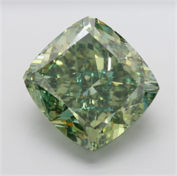 Picture of Lab Grown Diamond 22.72 Carats, CUSHION MODIFIED with  Cut, Fancy Vivid Green Color, VS1 Clarity and Certified by IGI