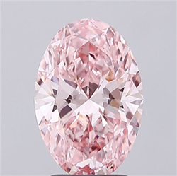 Picture of Lab Grown Diamond 2.57 Carats, Oval with  Cut, Fancy Vivid Pink Color, VS1 Clarity and Certified by IGI