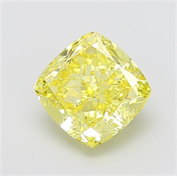 Picture of Lab Grown Diamond 3.11 Carats, CUSHION MODIFIED with  Cut, Fancy Intense Yellow Color, VS1 Clarity and Certified by IGI