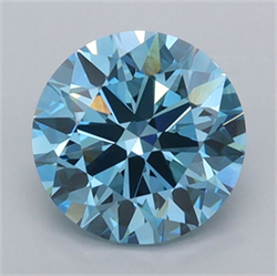 Picture of Lab Grown Diamond 1.50 Carats, Round with Excellent Cut, Fancy Vivid Blue Color, VVS2 Clarity and Certified by IGI