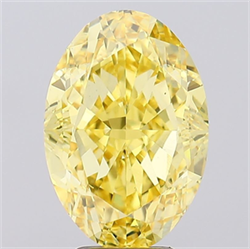 Picture of Lab Grown Diamond 6.55 Carats, Oval with  Cut, Fancy Vivid Yellow Color, VVS2 Clarity and Certified by IGI