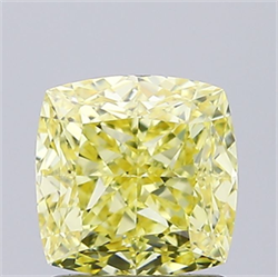 Picture of Lab Grown Diamond 1.52 Carats, CUSHION MODIFIED with  Cut, Fancy Vivid Yellow Color, VS1 Clarity and Certified by IGI