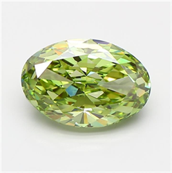 Picture of Lab Grown Diamond 2.51 Carats, Oval with  Cut, Fancy Vivid Green Color, VVS2 Clarity and Certified by IGI