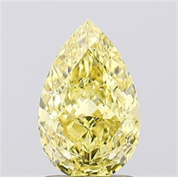 Picture of Lab Grown Diamond 1.63 Carats, Pear with  Cut, Fancy Intense Yellow Color, VS1 Clarity and Certified by IGI