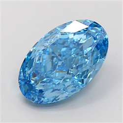 Picture of Lab Grown Diamond 3.64 Carats, Oval with  Cut, Fancy Vivid Blue Color, VVS2 Clarity and Certified by IGI