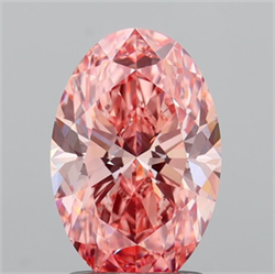 Picture of Lab Grown Diamond 1.55 Carats, Oval with  Cut, Fancy Vivid Pink Color, VVS2 Clarity and Certified by IGI