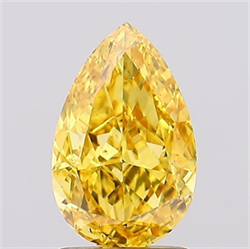Picture of Lab Grown Diamond 1.70 Carats, Pear with  Cut, Fancy Vivid Yellow Color, VS2 Clarity and Certified by IGI