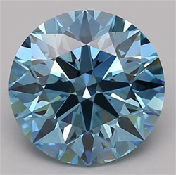 Picture of Lab Grown Diamond 3.21 Carats, Round with Ideal Cut, Fancy Vivid Blue Color, VS1 Clarity and Certified by IGI