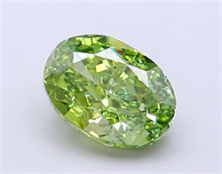 Picture of Lab Grown Diamond 1.50 Carats, Oval with  Cut, Fancy Vivid Green Color, VS1 Clarity and Certified by IGI
