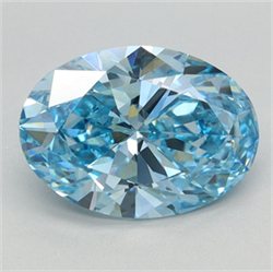 Picture of Lab Grown Diamond 2.01 Carats, Oval with  Cut, Fancy Vivid Blue Color, VVS2 Clarity and Certified by IGI