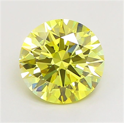 Picture of Lab Grown Diamond 2.25 Carats, Round with Excellent Cut, Fancy Vivid Yellow Color, VVS2 Clarity and Certified by IGI
