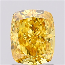 Picture of Lab Grown Diamond 1.54 Carats, CUSHION MODIFIED with  Cut, Fancy Vivid Yellow Color, VS1 Clarity and Certified by IGI