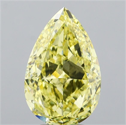 Picture of Lab Grown Diamond 5.01 Carats, Pear with  Cut, Fancy Intense Yellow Color, VS1 Clarity and Certified by IGI