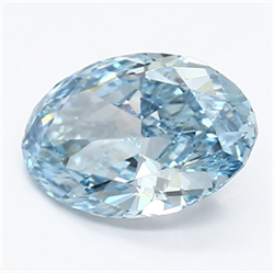 Picture of Lab Grown Diamond 1.78 Carats, Oval with  Cut, Fancy Vivid Blue Color, VS2 Clarity and Certified by IGI