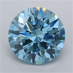 Picture of Lab Grown Diamond 1.99 Carats, Round with Ideal Cut, Fancy Vivid Blue Color, VVS2 Clarity and Certified by IGI
