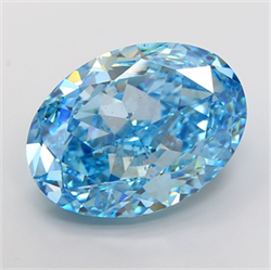Picture of Lab Grown Diamond 20.02 Carats, Oval with  Cut, Fancy Vivid Blue Color, VS2 Clarity and Certified by IGI