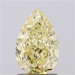 Picture of Lab Grown Diamond 1.40 Carats, Pear with  Cut, Fancy Yellow Color, VVS2 Clarity and Certified by IGI