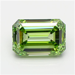 Picture of Lab Grown Diamond 4.50 Carats, Emerald with  Cut, Fancy Vivid Green Color, VS1 Clarity and Certified by IGI