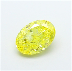 Picture of Lab Grown Diamond 2.01 Carats, Oval with  Cut, Fancy Vivid Yellow Color, IF Clarity and Certified by IGI