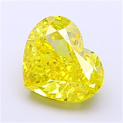 Picture of Lab Grown Diamond 1.81 Carats, Heart with  Cut, Fancy Vivid Yellow Color, IF Clarity and Certified by IGI