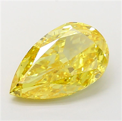 Picture of Lab Grown Diamond 5.02 Carats, Pear with  Cut, Fancy Vivid Yellow Color, VS1 Clarity and Certified by IGI