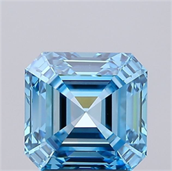 Picture of Lab Grown Diamond 2.02 Carats, Asscher with  Cut, Fancy Vivid Blue Color, VS1 Clarity and Certified by IGI