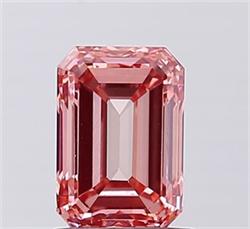 Picture of Lab Grown Diamond 1.51 Carats, Emerald with  Cut, Fancy Vivid Pink Color, VS1 Clarity and Certified by IGI