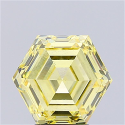 Picture of Lab Grown Diamond 5.04 Carats, HEXAGONAL with  Cut, Fancy Intense Yellow Color, VS2 Clarity and Certified by IGI