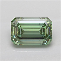 Picture of Lab Grown Diamond 1.52 Carats, Emerald with  Cut, Fancy Vivid Green Color, VS2 Clarity and Certified by IGI