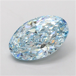 Picture of Lab Grown Diamond 3.52 Carats, Oval with  Cut, Fancy Intense Blue Color, VVS2 Clarity and Certified by IGI