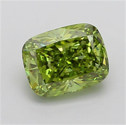 Picture of Lab Grown Diamond 2.64 Carats, CUSHION MODIFIED with  Cut, Fancy Vivid Green Color, VVS2 Clarity and Certified by IGI