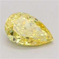 Picture of Lab Grown Diamond 1.52 Carats, Pear with  Cut, Fancy Vivid Yellow Color, IF Clarity and Certified by IGI