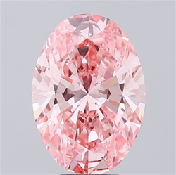 Picture of Lab Grown Diamond 7.04 Carats, Oval with  Cut, Fancy Vivid Pink Color, VS1 Clarity and Certified by IGI