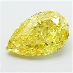 Picture of Lab Grown Diamond 3.10 Carats, Pear with  Cut, Fancy Vivid Yellow Color, VS1 Clarity and Certified by IGI