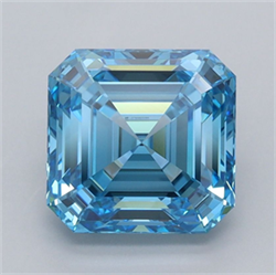 Picture of Lab Grown Diamond 2.53 Carats, Asscher with  Cut, Fancy Vivid Blue Color, VVS2 Clarity and Certified by IGI