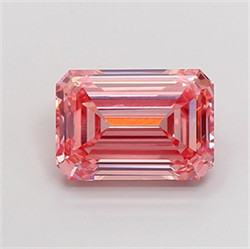 Picture of Lab Grown Diamond 4.10 Carats, Emerald with  Cut, Fancy Vivid Pink Color, VVS2 Clarity and Certified by IGI