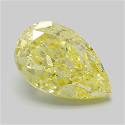 Picture of Lab Grown Diamond 4.13 Carats, Pear with  Cut, Fancy Intense Yellow Color, VS1 Clarity and Certified by IGI