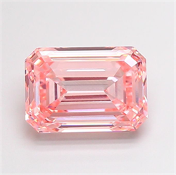 Picture of Lab Grown Diamond 4.10 Carats, Emerald with  Cut, Fancy Vivid Pink Color, VS1 Clarity and Certified by IGI
