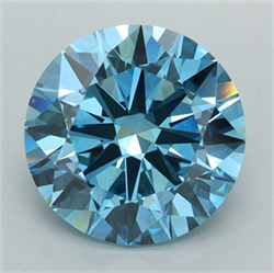 Picture of Lab Grown Diamond 4.02 Carats, Round with Ideal Cut, Fancy Vivid Blue Color, VS1 Clarity and Certified by IGI