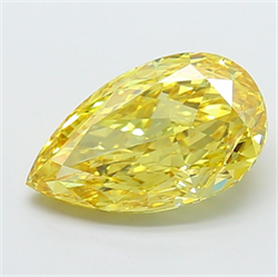 Picture of Lab Grown Diamond 5.04 Carats, Pear with  Cut, Fancy Vivid Yellow Color, VVS2 Clarity and Certified by IGI
