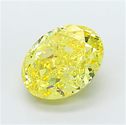 Picture of Lab Grown Diamond 4.52 Carats, Oval with  Cut, Fancy Intense Yellow Color, VS1 Clarity and Certified by IGI