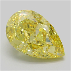 Picture of Lab Grown Diamond 5.25 Carats, Pear with  Cut, Fancy Intense Yellow Color, VS1 Clarity and Certified by IGI