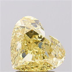 Picture of Lab Grown Diamond 1.99 Carats, Heart with  Cut, Fancy Intense Yellow Color, VS2 Clarity and Certified by IGI