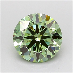 Picture of Lab Grown Diamond 1.24 Carats, Round with Ideal Cut, Fancy Vivid Green Color, VS1 Clarity and Certified by IGI