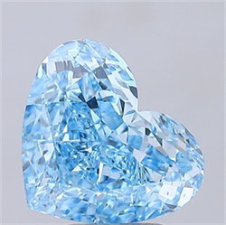 Picture of Lab Grown Diamond 5.01 Carats, Heart with  Cut, Fancy Vivid Blue Color, VS1 Clarity and Certified by IGI
