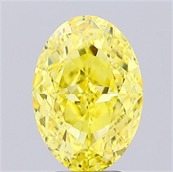 Picture of Lab Grown Diamond 4.10 Carats, Oval with  Cut, Fancy Vivid Yellow Color, VS1 Clarity and Certified by IGI