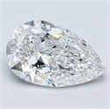 Natural Diamond 2.50 Carats, Pear with  Cut, D Color, SI2 Clarity and Certified by GIA